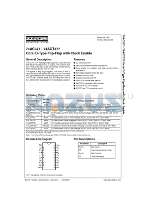 74AC377PCX datasheet - Octal D-Type Flip-Flop with Clock Enable