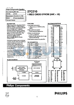 27C210-20A datasheet - 1 MEG CMOS EPROM(64K X 16)