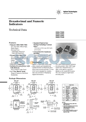 5082-7302 datasheet - Hexadecimal and Numeric Indicators