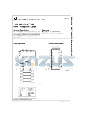 74AC843 datasheet - 9-Bit Transparent Latch