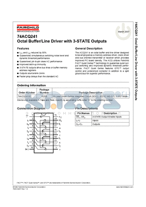 74ACQ241 datasheet - Octal Buffer/Line Driver with 3-STATE Outputs