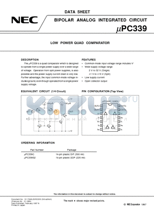 C339C datasheet - LOW POWER QUAD COMPARATOR