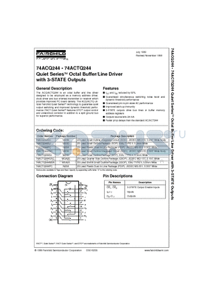 74ACQ244 datasheet - Quiet Series. Octal Buffer/Line Driver with 3-STATE Outputs