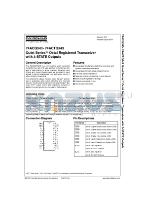 74ACQ543 datasheet - Quiet Series Octal Registered Transceiver with 3-STATE Outputs