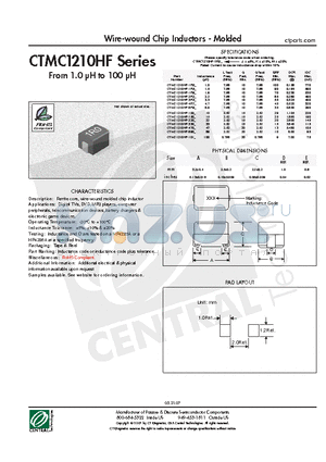 CTMC1210HF-1R0K datasheet - Wire-wound Chip Inductors - Molded