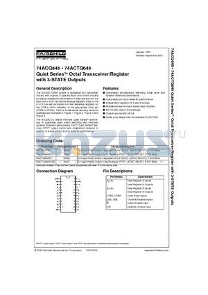 74ACQ646 datasheet - Quiet Series Octal Transceiver/Register with 3-STATE Outputs