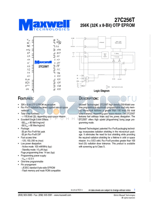 27C256T datasheet - 256K (32K x 8-Bit) OTP EPROM