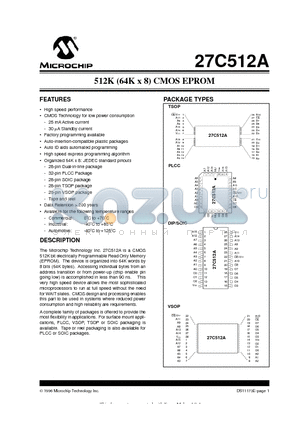 27C512A-10ISO datasheet - 512K (64K x 8) CMOS EPROM