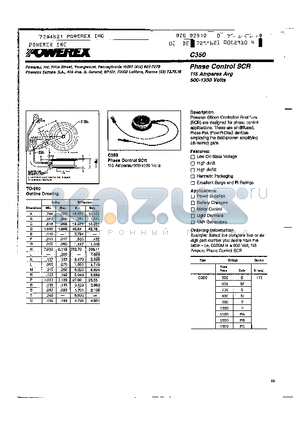 C350S datasheet - Phase Control SCR 115 Amperes Avg 500-1300 Volts