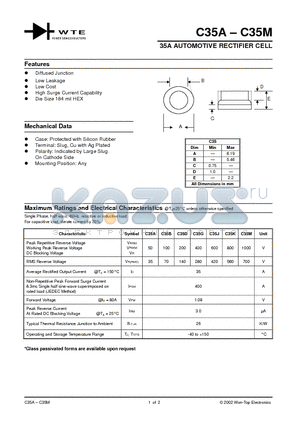 C35G datasheet - 35A AUTOMOTIVE RECTIFIER CELL