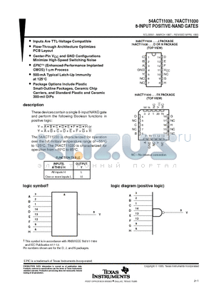 74ACT11030N datasheet - 8-INPUT POSITIVE-NAND GATES