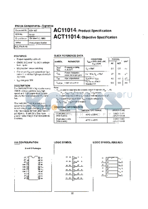 74ACT11014N datasheet - SIGNETICS