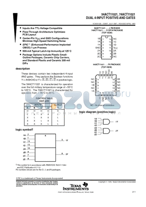 74ACT11021 datasheet - DUAL 4-INPUT POSITIVE-AND GATES