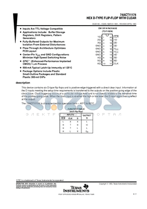 74ACT11174 datasheet - HEX D-TYPE FLIP-FLOP WITH CLEAR