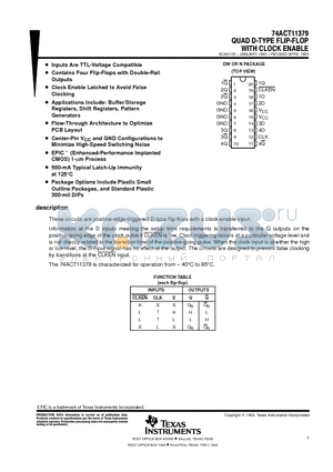 74ACT11379 datasheet - QUAD D-TYPE FLIP-FLOP WITH CLOCK ENABLE