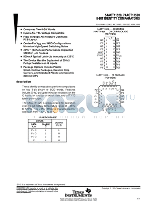 74ACT11520 datasheet - 8-BIT IDENTITY COMPARATORS