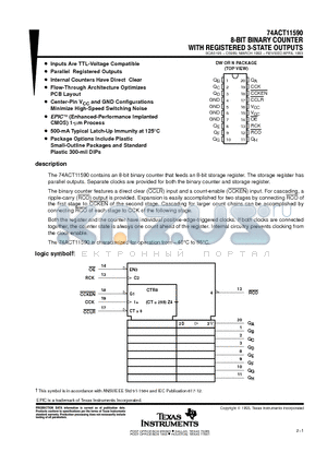 74ACT11590 datasheet - 8-BIT BINART COUNTER WITH REGISTERED 3-STATE OUTPUTS
