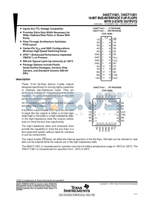 74ACT11821 datasheet - 10-BIT BUS-INTERFACE FLIP-FLOPS WITH 3-STATE OUTPUTS
