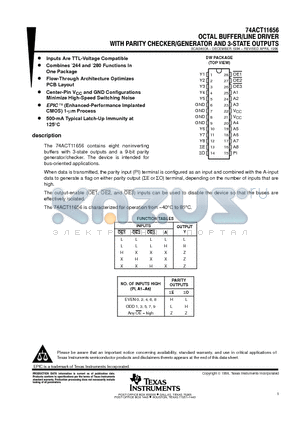 74ACT11656 datasheet - OCTAL BUFFER/LINE DRIVER WITH PARITY CHECKER/GENERATOR AND 3-STATE OUTPUTS