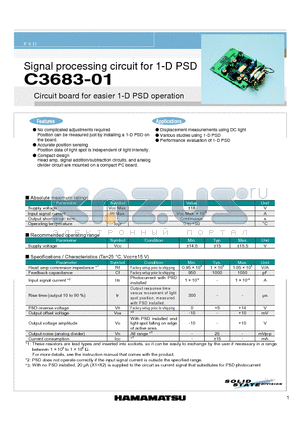 C3683-01 datasheet - Signal processing circuit for 1-D PSD