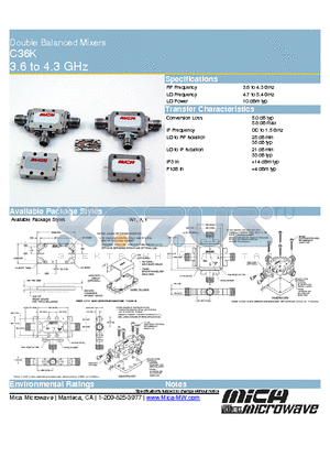 C36K datasheet - Double Balanced Mixers 3.6 to 4.3 GHz