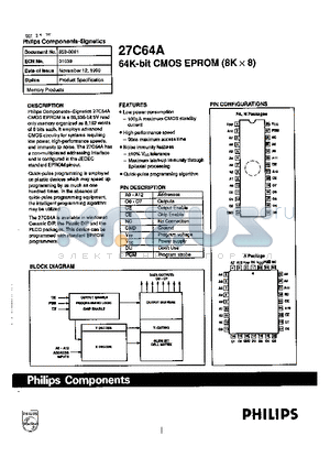 27C64A-12N datasheet - 64K-bit CMOS EPROM(8K x 8)