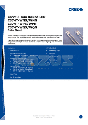 C374T-WNN datasheet - 3-mm Round LED
