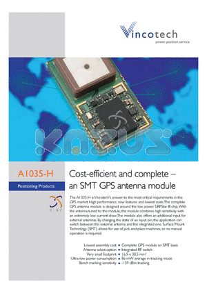 A1035-H datasheet - Cost-efficient and complete-an SMT GPS antenna module
