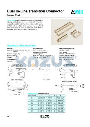 008399010010302 datasheet - Dual In-Line Transition Connector