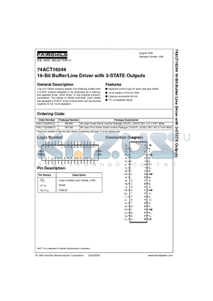 74ACT16244MTD datasheet - 16-Bit Buffer/Line Driver with 3-STATE Outputs