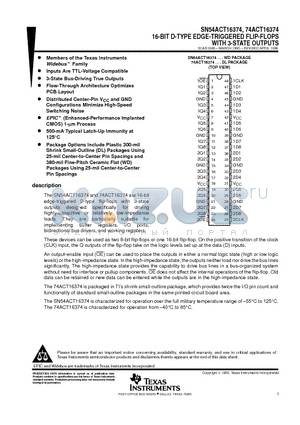 74ACT16374 datasheet - 16-BIT D-TYPE EDGE-TRIGGERED FLIP-FLOPS WITH 3-STATE OUTPUTS