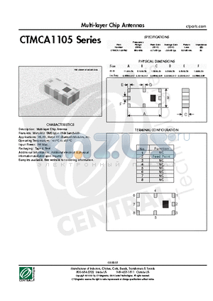 CTMCA1105-R92 datasheet - Multi-layer Chip Antennas