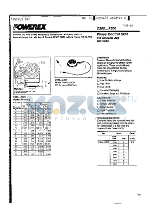 C380DX500 datasheet - Phase Control SCR 310 Amperes Avg 800 Volts