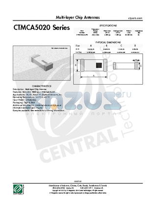 CTMCA5020-2R4 datasheet - Multi-layer Chip Antennas