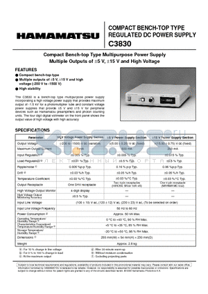 C3830 datasheet - COMPACT BENCH-TOP TYPE REGULATED DC POWER SUPPLY