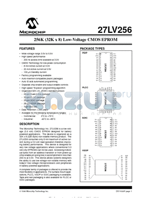 27LV256-25ISO datasheet - 256K (32K x 8) Low-Voltage CMOS EPROM