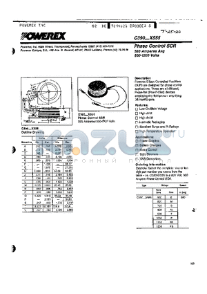 C390EX555 datasheet - Phase Control SCR 590 Amperes Avg 500-1200 Volts