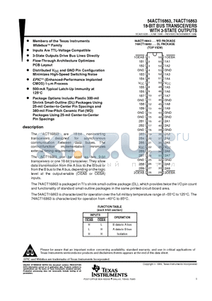 74ACT16863DLRG4 datasheet - 18-BIT BUS TRANSCEIVERS WITH 3-STATE OUTPUTS