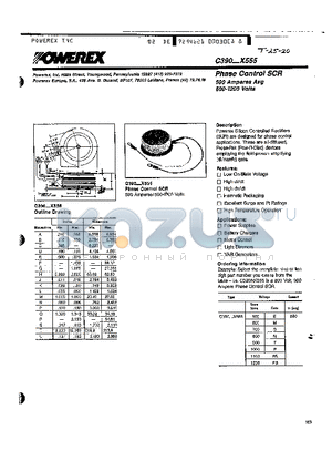C390PAX555 datasheet - Phase Control SCR 590 Amperes Avg 500-1200 Volts