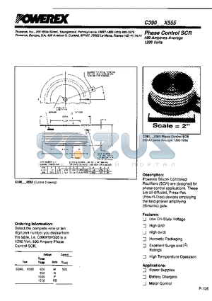 C390MX555 datasheet - Phase Control SCR 590 Amperes Average 1200 Volts