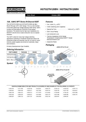 27N120BN datasheet - 72A, 1200V, NPT Series N-Channel IGBT