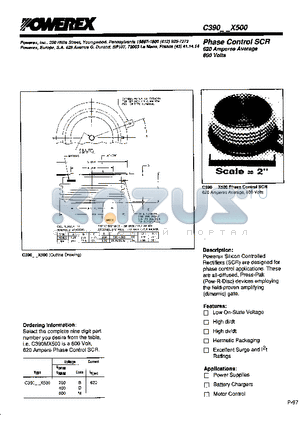 C390X500 datasheet - Phase Control SCR 620 Amperes Average 600 Volts