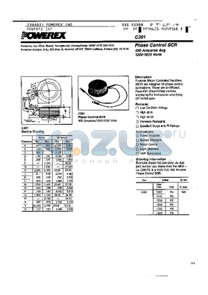 C391PM datasheet - Phase Control SCR 490 Amperes Avg 1300-1800 Volts