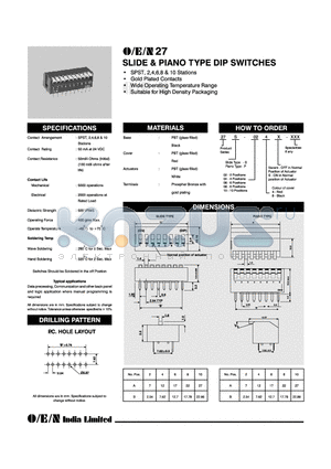 27P-024S datasheet - SLIDE&PIANO TYPE DIP SWITCHES