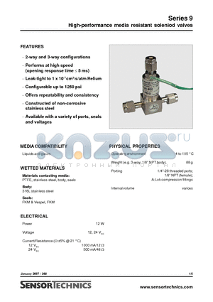 009-0100-900 datasheet - High-performance media resistant soleniod valves