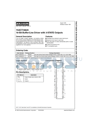 74ACT18825MTD datasheet - 18-Bit Buffer/Line Driver with 3-STATE Outputs