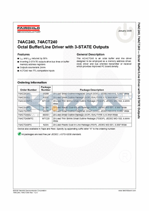 74ACT240_08 datasheet - 74AC240, 74ACT240 Octal Buffer/Line Driver with 3-STATE Outputs