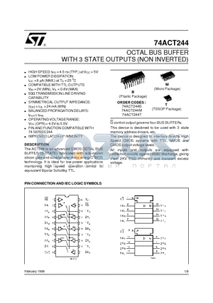 74ACT244M datasheet - OCTAL BUS BUFFER WITH 3 STATE OUTPUTS NON INVERTED