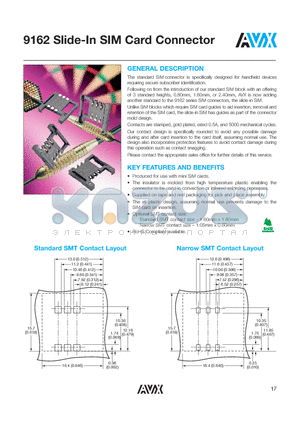 009162006200175 datasheet - 9162 Slide-In SIM Card Connector