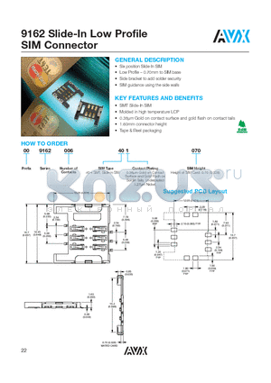 009162006401070 datasheet - 9162 Slide-In Low Profile